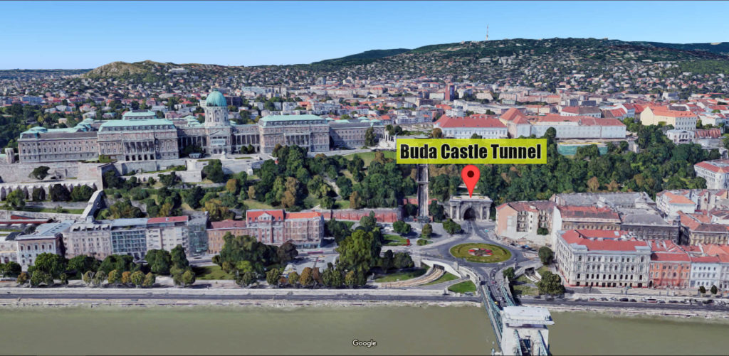 Tunnel under Buda Castle location with map pin