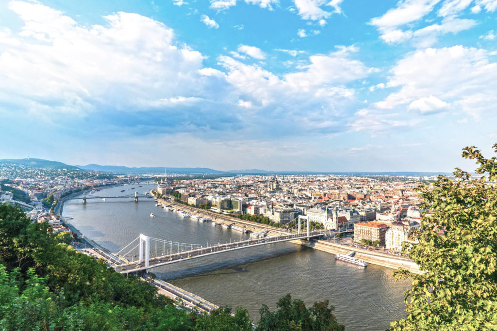 a view from high and far to Budapest and the Danube River