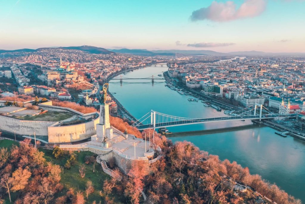 Aerial photo of the Citadela located in Budapest