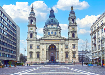 View of the majestic St. Stephen's Basilica located in Budapest